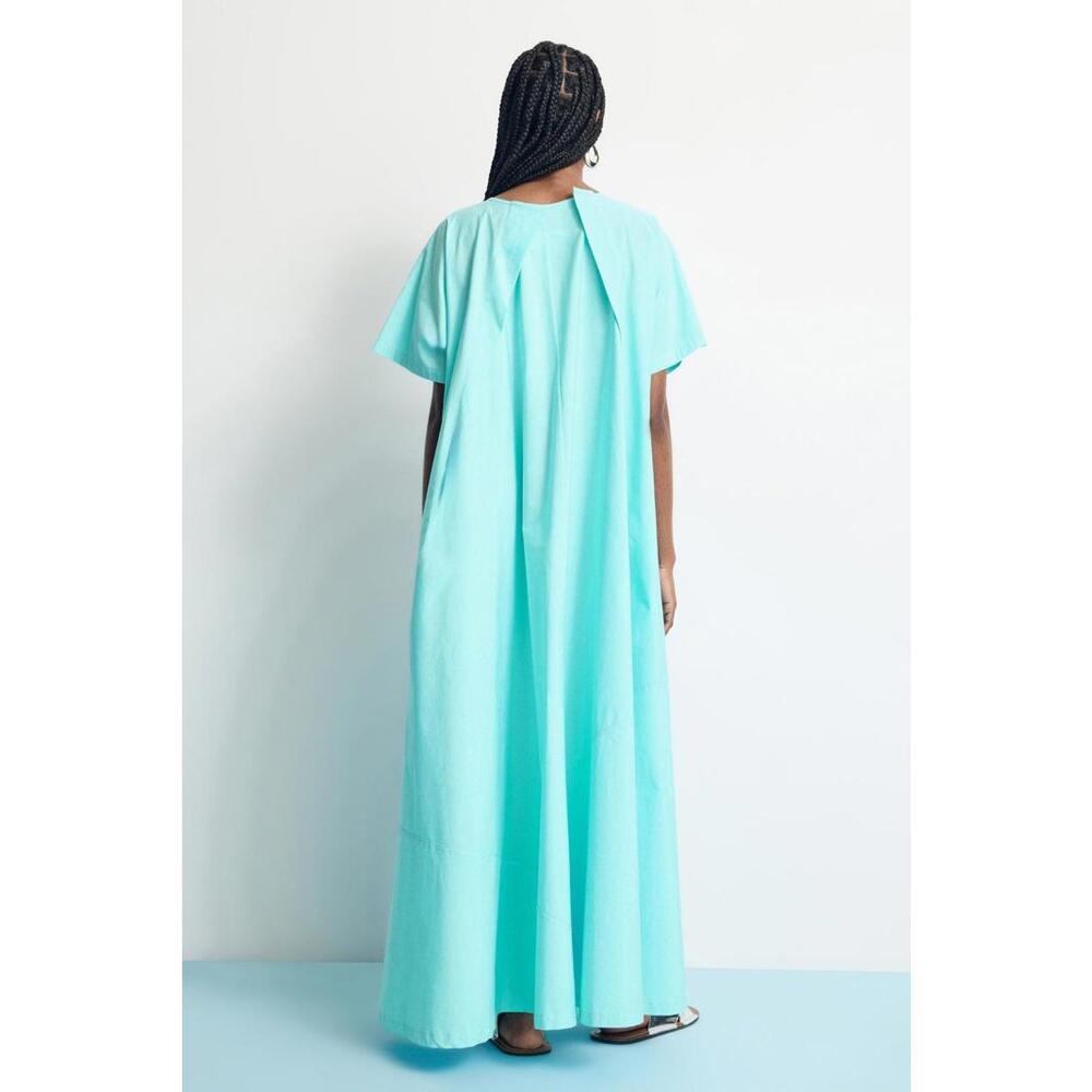 MM6 Maison Margiela Blue Cotton Poplin Maxi Dress Size 6 with Stains - Picture 2 of 10